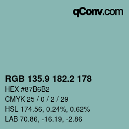 カラーコード: RGB 135.9 182.2 178 | qconv.com