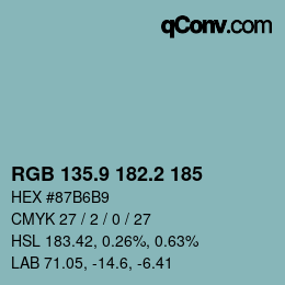 カラーコード: RGB 135.9 182.2 185 | qconv.com