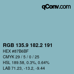 Color code: RGB 135.9 182.2 191 | qconv.com