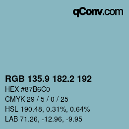 Color code: RGB 135.9 182.2 192 | qconv.com