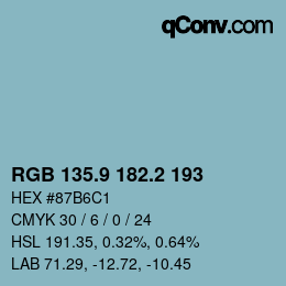 カラーコード: RGB 135.9 182.2 193 | qconv.com