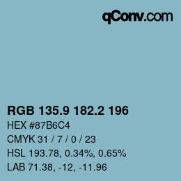 カラーコード: RGB 135.9 182.2 196 | qconv.com
