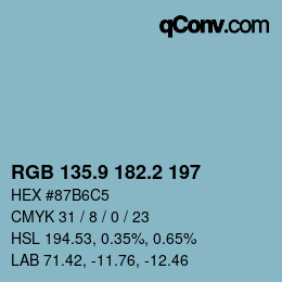 カラーコード: RGB 135.9 182.2 197 | qconv.com
