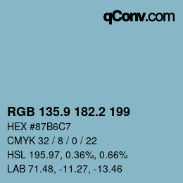 カラーコード: RGB 135.9 182.2 199 | qconv.com