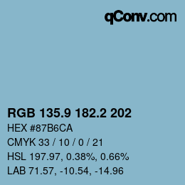 カラーコード: RGB 135.9 182.2 202 | qconv.com