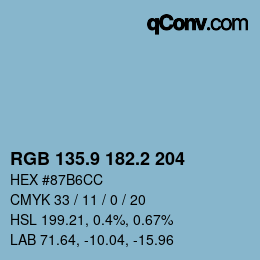 Color code: RGB 135.9 182.2 204 | qconv.com
