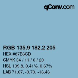 カラーコード: RGB 135.9 182.2 205 | qconv.com