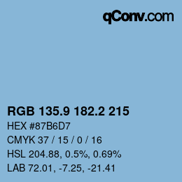 カラーコード: RGB 135.9 182.2 215 | qconv.com