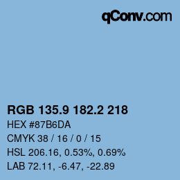 Color code: RGB 135.9 182.2 218 | qconv.com