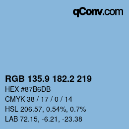 カラーコード: RGB 135.9 182.2 219 | qconv.com