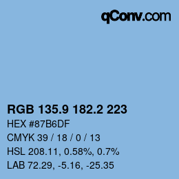 カラーコード: RGB 135.9 182.2 223 | qconv.com