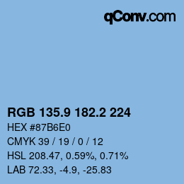 カラーコード: RGB 135.9 182.2 224 | qconv.com