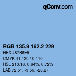 Color code: RGB 135.9 182.2 229 | qconv.com