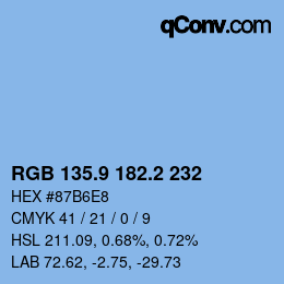 Color code: RGB 135.9 182.2 232 | qconv.com