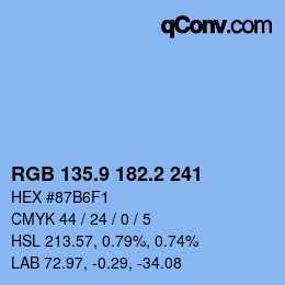 Color code: RGB 135.9 182.2 241 | qconv.com