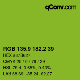 カラーコード: RGB 135.9 182.2 39 | qconv.com