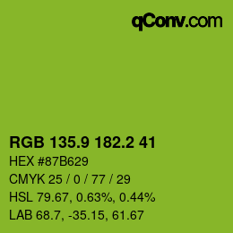 カラーコード: RGB 135.9 182.2 41 | qconv.com