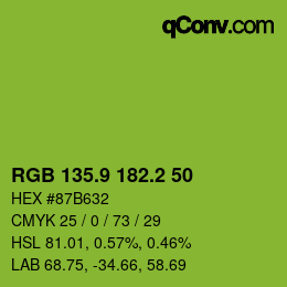 カラーコード: RGB 135.9 182.2 50 | qconv.com