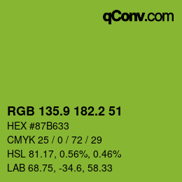 カラーコード: RGB 135.9 182.2 51 | qconv.com