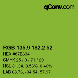 カラーコード: RGB 135.9 182.2 52 | qconv.com