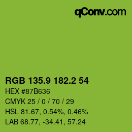 カラーコード: RGB 135.9 182.2 54 | qconv.com