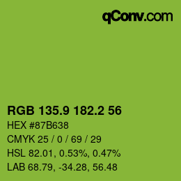 カラーコード: RGB 135.9 182.2 56 | qconv.com