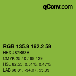 カラーコード: RGB 135.9 182.2 59 | qconv.com