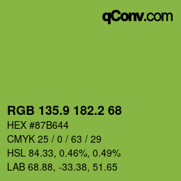 カラーコード: RGB 135.9 182.2 68 | qconv.com