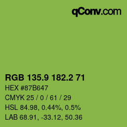 カラーコード: RGB 135.9 182.2 71 | qconv.com