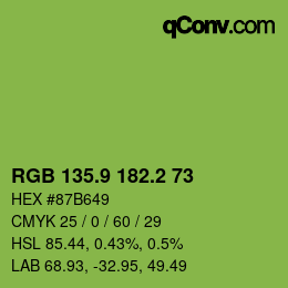 カラーコード: RGB 135.9 182.2 73 | qconv.com