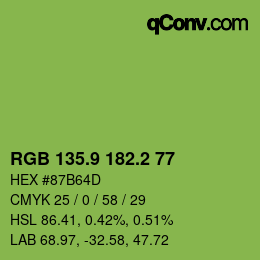 カラーコード: RGB 135.9 182.2 77 | qconv.com