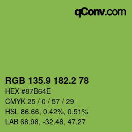 カラーコード: RGB 135.9 182.2 78 | qconv.com