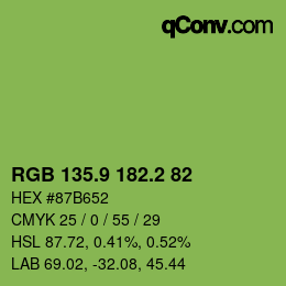 カラーコード: RGB 135.9 182.2 82 | qconv.com