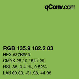 カラーコード: RGB 135.9 182.2 83 | qconv.com