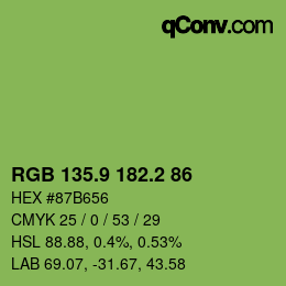 カラーコード: RGB 135.9 182.2 86 | qconv.com