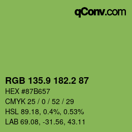 カラーコード: RGB 135.9 182.2 87 | qconv.com