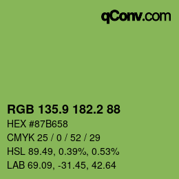 カラーコード: RGB 135.9 182.2 88 | qconv.com