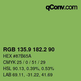 カラーコード: RGB 135.9 182.2 90 | qconv.com