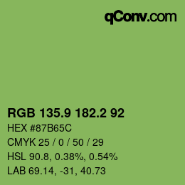 カラーコード: RGB 135.9 182.2 92 | qconv.com