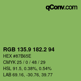 カラーコード: RGB 135.9 182.2 94 | qconv.com