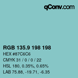 カラーコード: RGB 135.9 198 198 | qconv.com