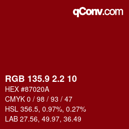 カラーコード: RGB 135.9 2.2 10 | qconv.com