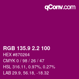 カラーコード: RGB 135.9 2.2 100 | qconv.com