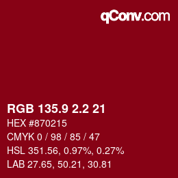 カラーコード: RGB 135.9 2.2 21 | qconv.com