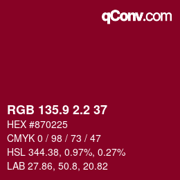 カラーコード: RGB 135.9 2.2 37 | qconv.com