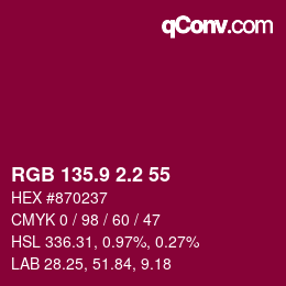 カラーコード: RGB 135.9 2.2 55 | qconv.com