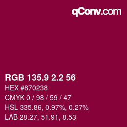カラーコード: RGB 135.9 2.2 56 | qconv.com