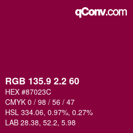 カラーコード: RGB 135.9 2.2 60 | qconv.com