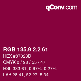 カラーコード: RGB 135.9 2.2 61 | qconv.com
