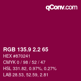 カラーコード: RGB 135.9 2.2 65 | qconv.com